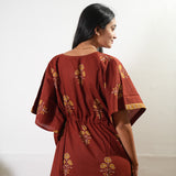 Deep red butta cotton kaftan