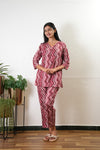 Maroon zig zag pure cotton sleep wear