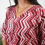 Maroon zig zag pure cotton sleep wear