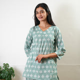 Pastel green fern pure cotton sleep wear