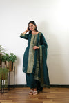 Forest green art silk suit set