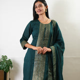 Forest green art silk suit set