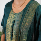 Forest green art silk suit set