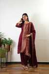 Maroon art silk suit set