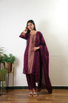 Magenta art silk suit set
