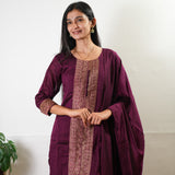 Magenta art silk suit set