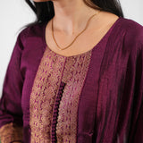 Magenta art silk suit set