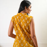 Ira v neck cotton dress - Mustard (Attached sleeves)