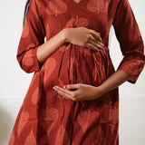 Red cotton maternity nursing comfies