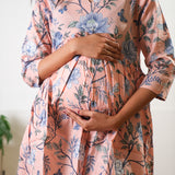 Peach floral maternity nursing comfies