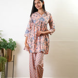 Peach floral maternity nursing comfies