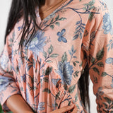Peach floral maternity nursing comfies