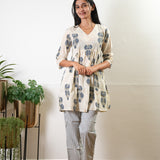Ivory and blue cotton comfies