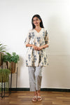 Ivory and blue cotton comfies