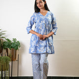 Powder blue hibiscus cotton comfies