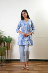 Powder blue hibiscus cotton comfies