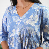 Powder blue hibiscus cotton comfies