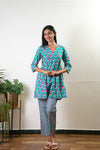 Turquoise and red cotton comfies