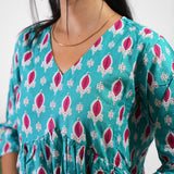 Turquoise and red cotton comfies
