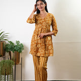 Mustard floral cotton comfies