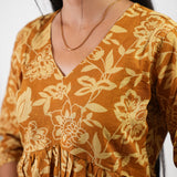 Mustard floral cotton comfies