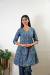 Indigo tie and dye cotton top