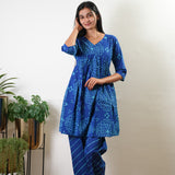 Royal blue bandhani cotton comfies
