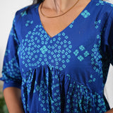 Royal blue bandhani cotton top