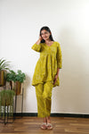 Lime green bandhani cotton comfies