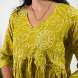 Lime green bandhani cotton comfies