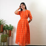 Tangerine georgette maternity nursing maxi dress