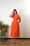 Tangerine georgette maternity nursing maxi dress