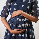 Navy georgette maternity nursing maxi dress