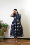 Navy georgette maternity nursing maxi dress