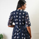 Navy georgette maternity nursing maxi dress