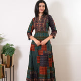 Teal cotton long gown