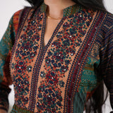 Teal cotton long gown