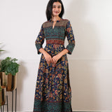Sea blue floral long gown