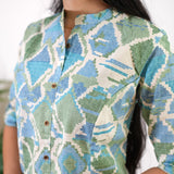 Soft blue geometric cotton co-ords set