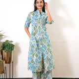 Soft blue geometric cotton co-ords set