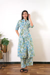 Soft blue geometric cotton co-ords set