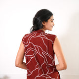 Red viscose co-ords set(attached sleeves)