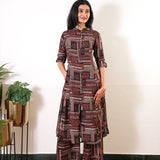 Rust brown geometric cotton co-ords set