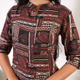 Rust brown geometric cotton co-ords set