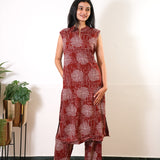 Rust brown viscose co-ords set (attached sleeves)