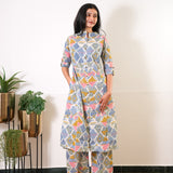 Dark blue geometric cotton co-ords set