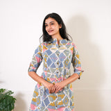 Dark blue geometric cotton co-ords set