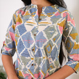 Dark blue geometric cotton co-ords set