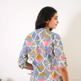 Dark blue geometric cotton co-ords set