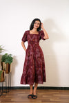 Nadhi cotton midi dress - Maroon